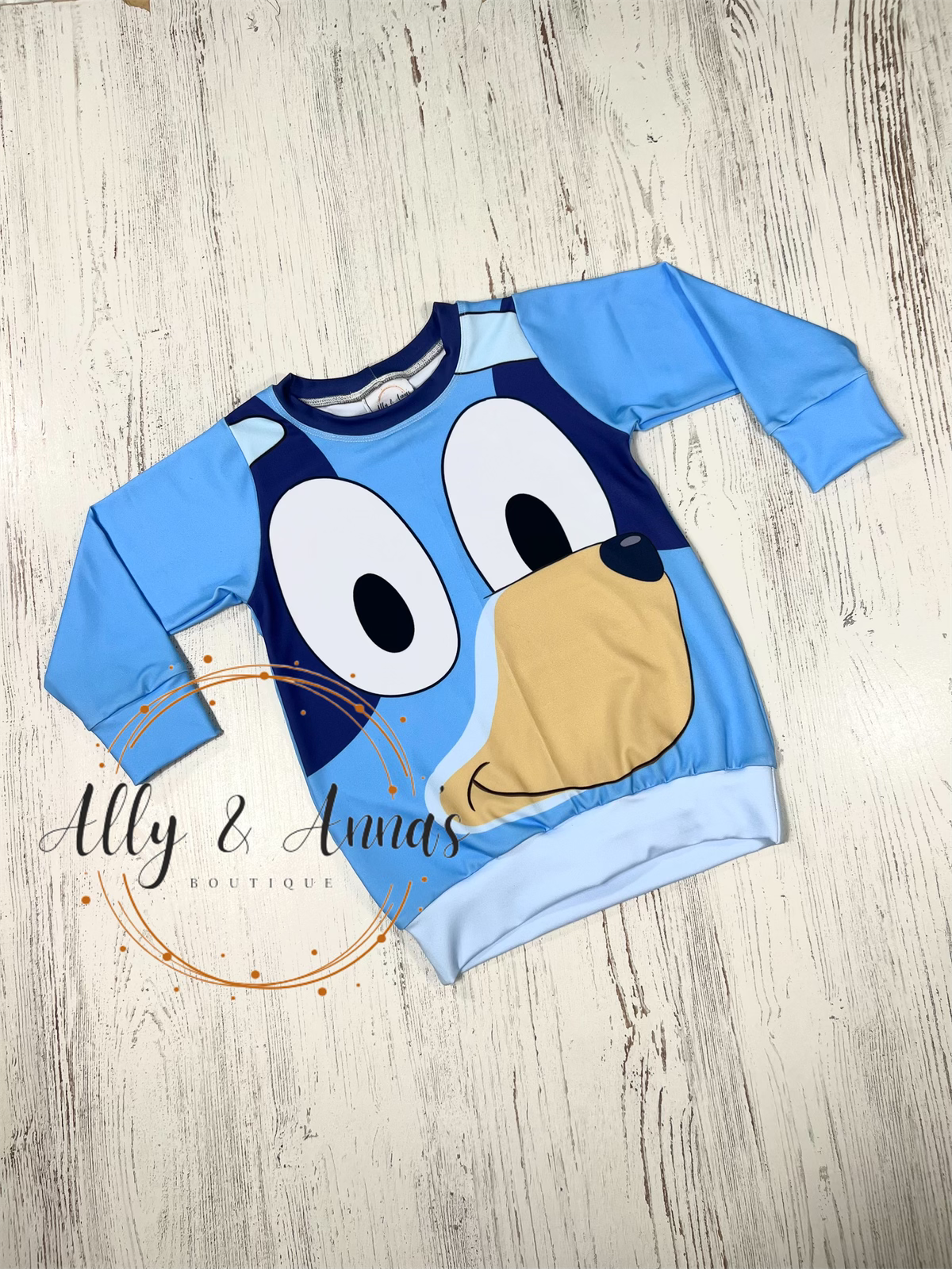3/4T blue pup tunic sweater