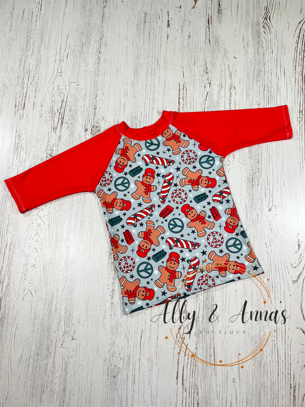 5T- Hip gingerbread raglan tee