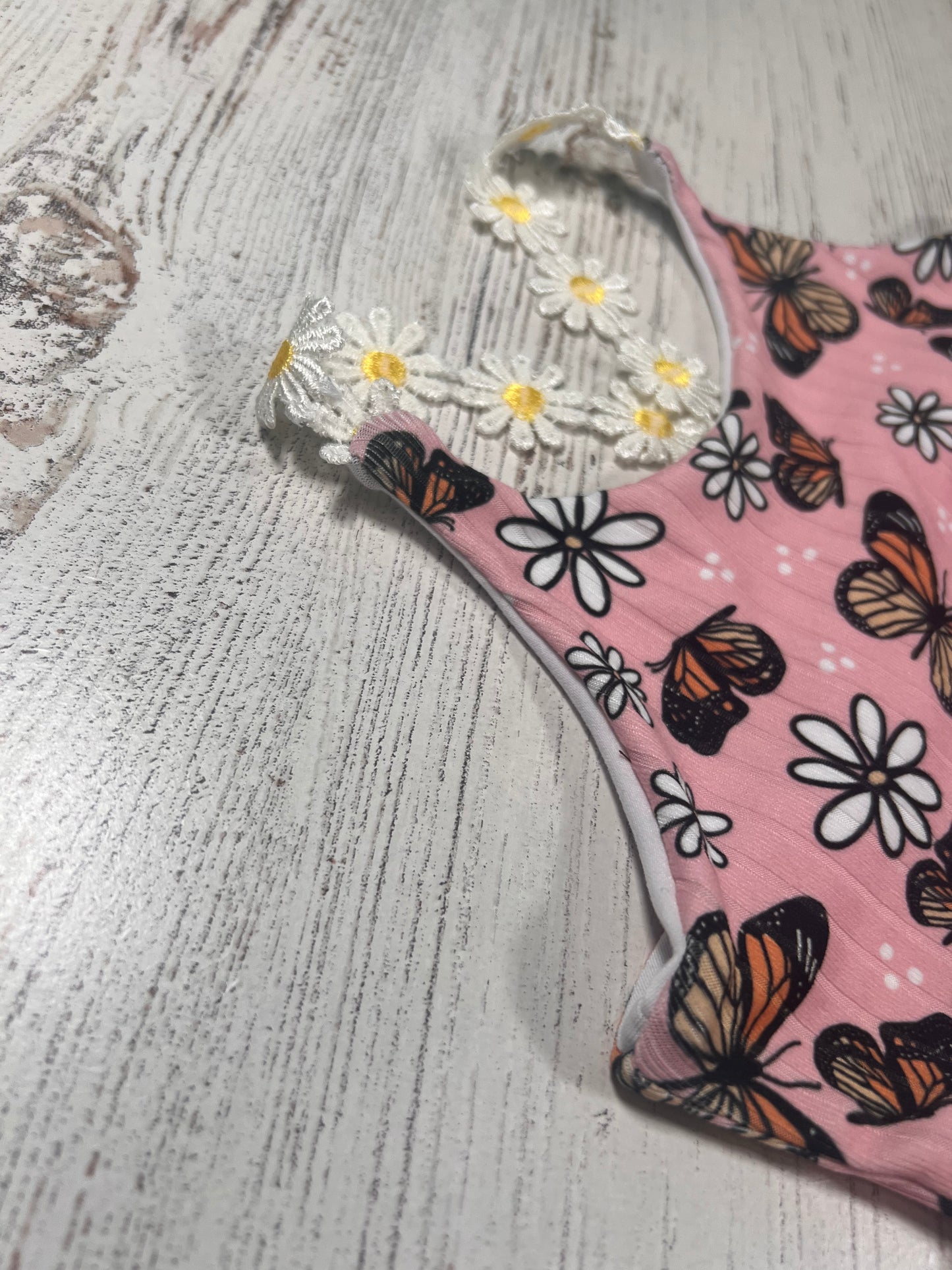 RTS Pink butterflies & daisies Brielle dress- 18/24m