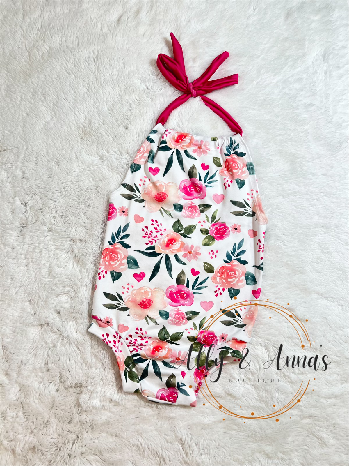Custom Halter romper (0/3m to 9/10)