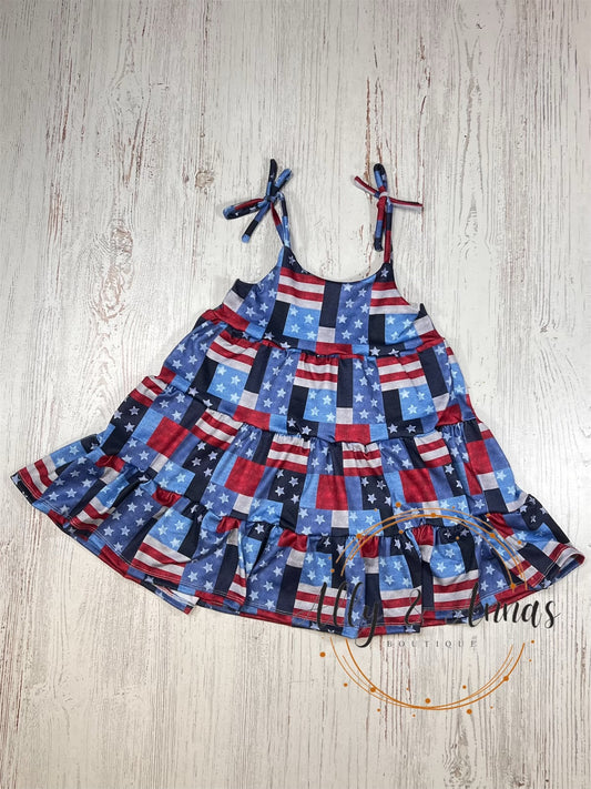 Patriotic tiered breezy dress (0/3m to 12)