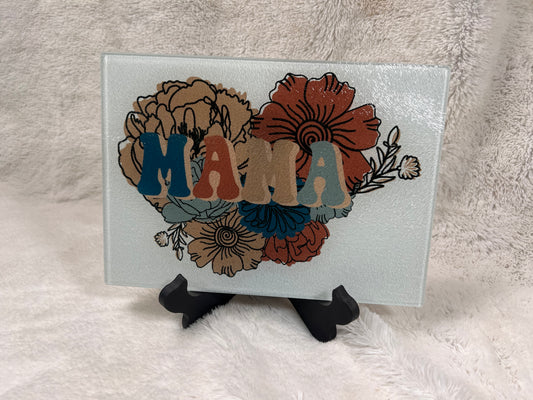 Floral Mama glass cutting board