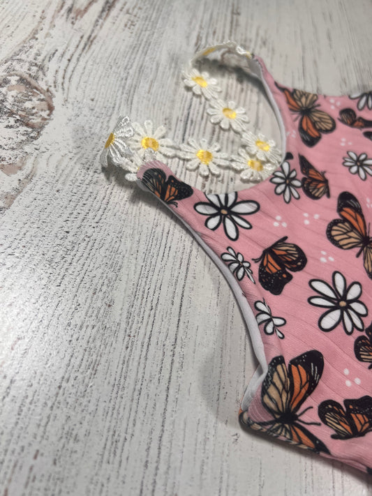 Pink butterflies & daisies Brielle dress- 18/24m