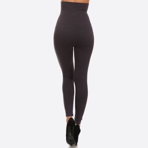 High waisted compression leggings- charcoal- one size