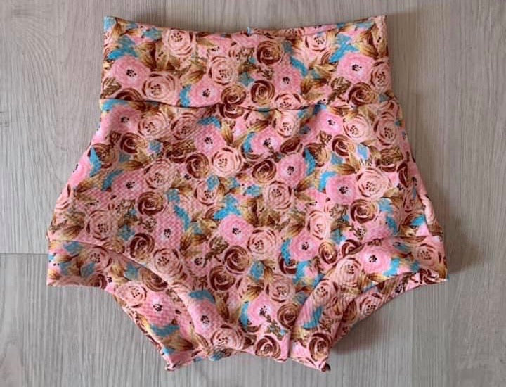 Pink and gold floral bummies