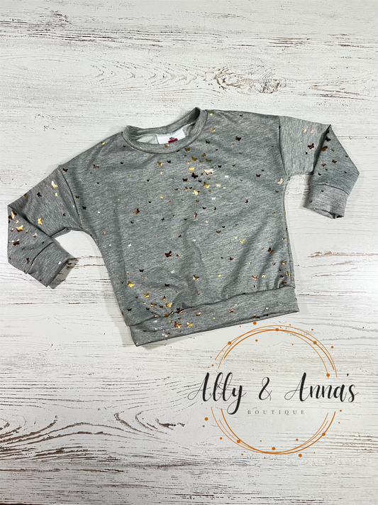 RTS Grey butterfly long sleeve dolman- 4T