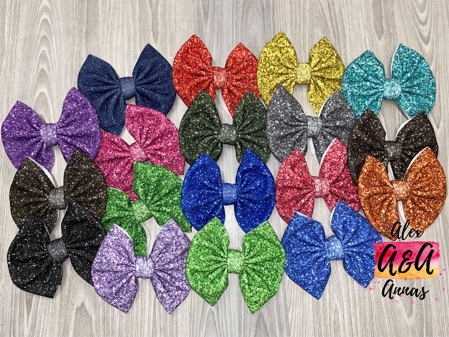 18 color bow set- glitter