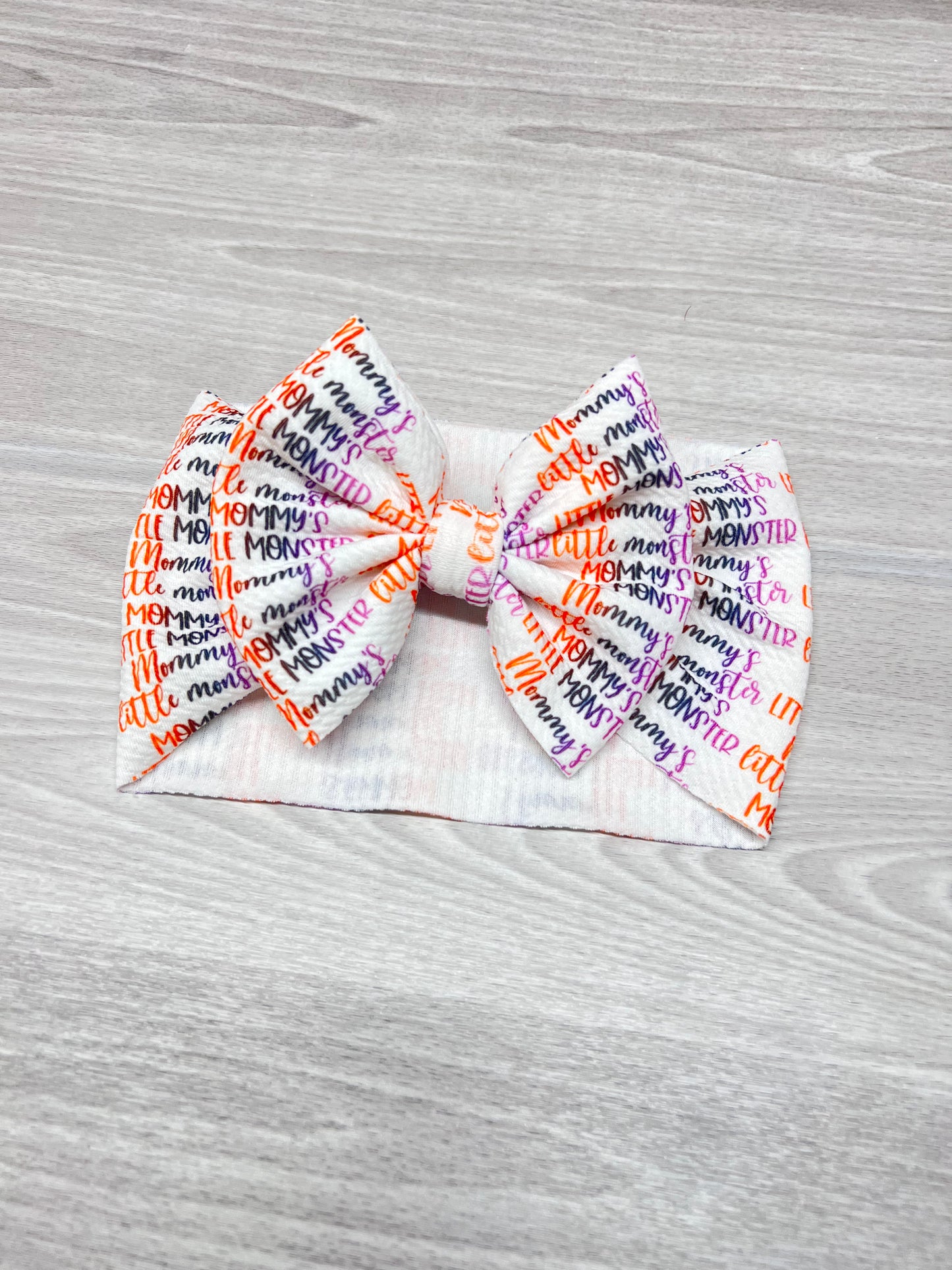 Mommy’s little monster headwrap, messy bow